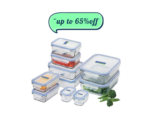 GLASSLOCK 10 Piece Tempered Glass Food Container Set Gift Box