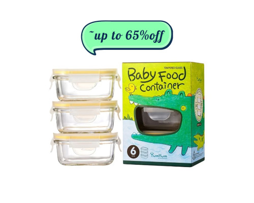 Glasslock Classic Tempered Glass 150ml 3 Piece Baby Food Container Set Rectangle 150ml 